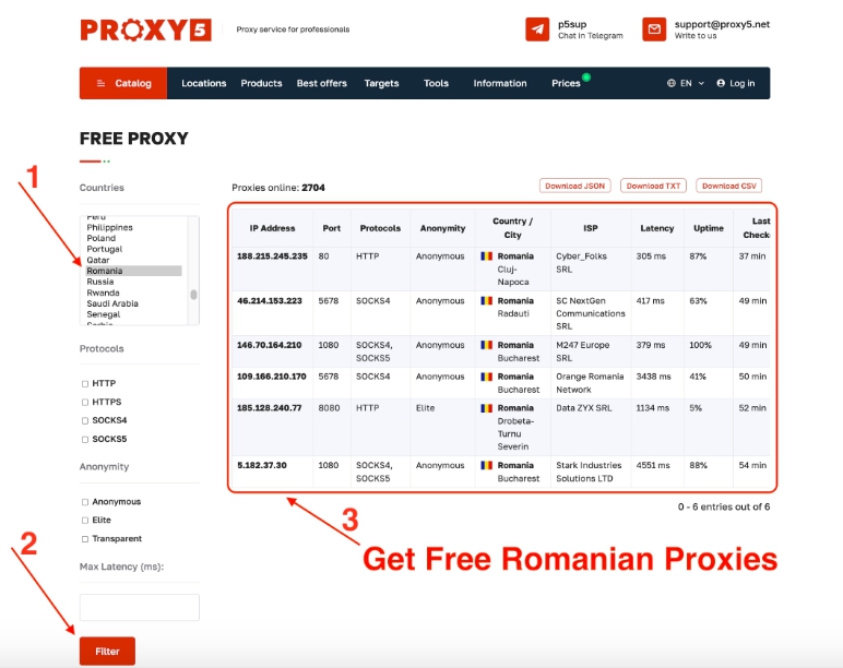 Free Romanian Proxies