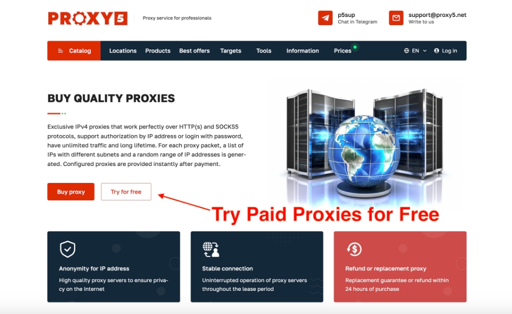 Try paid proxies for free